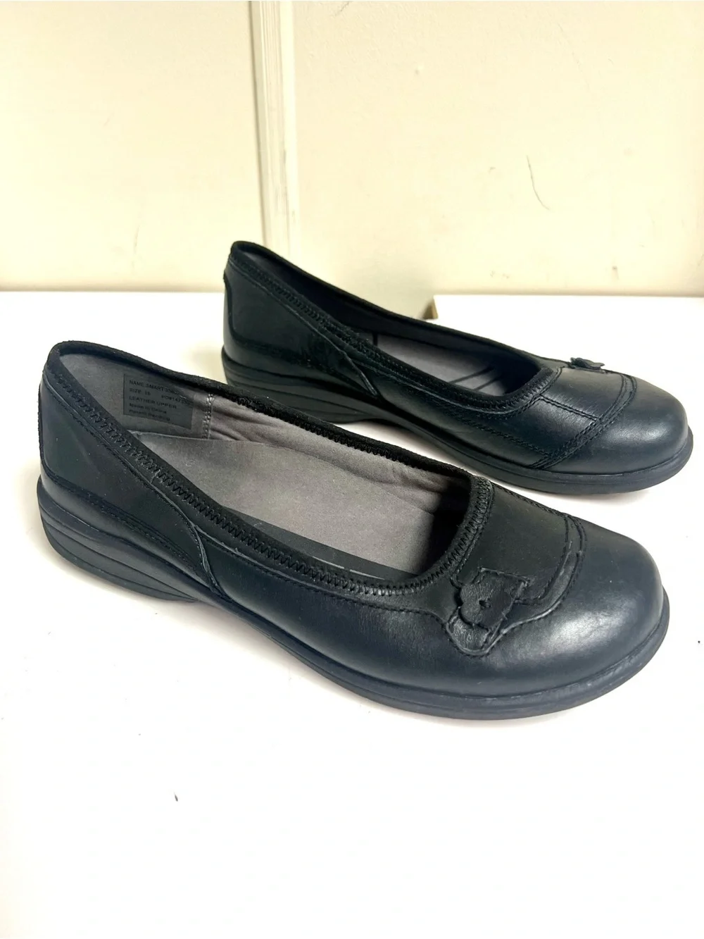 ABEO smart system women's orthopedic leather ballet flats black round toe 10M